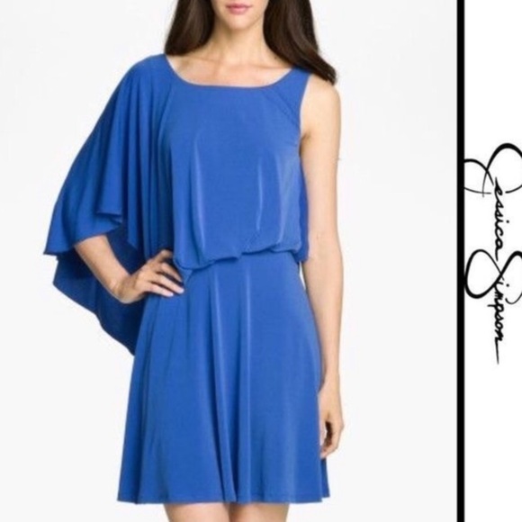 Jessica Simpson NWT Asymmetrical Batwing Nautical Blue Dress - 6 - Picture 2 of 15